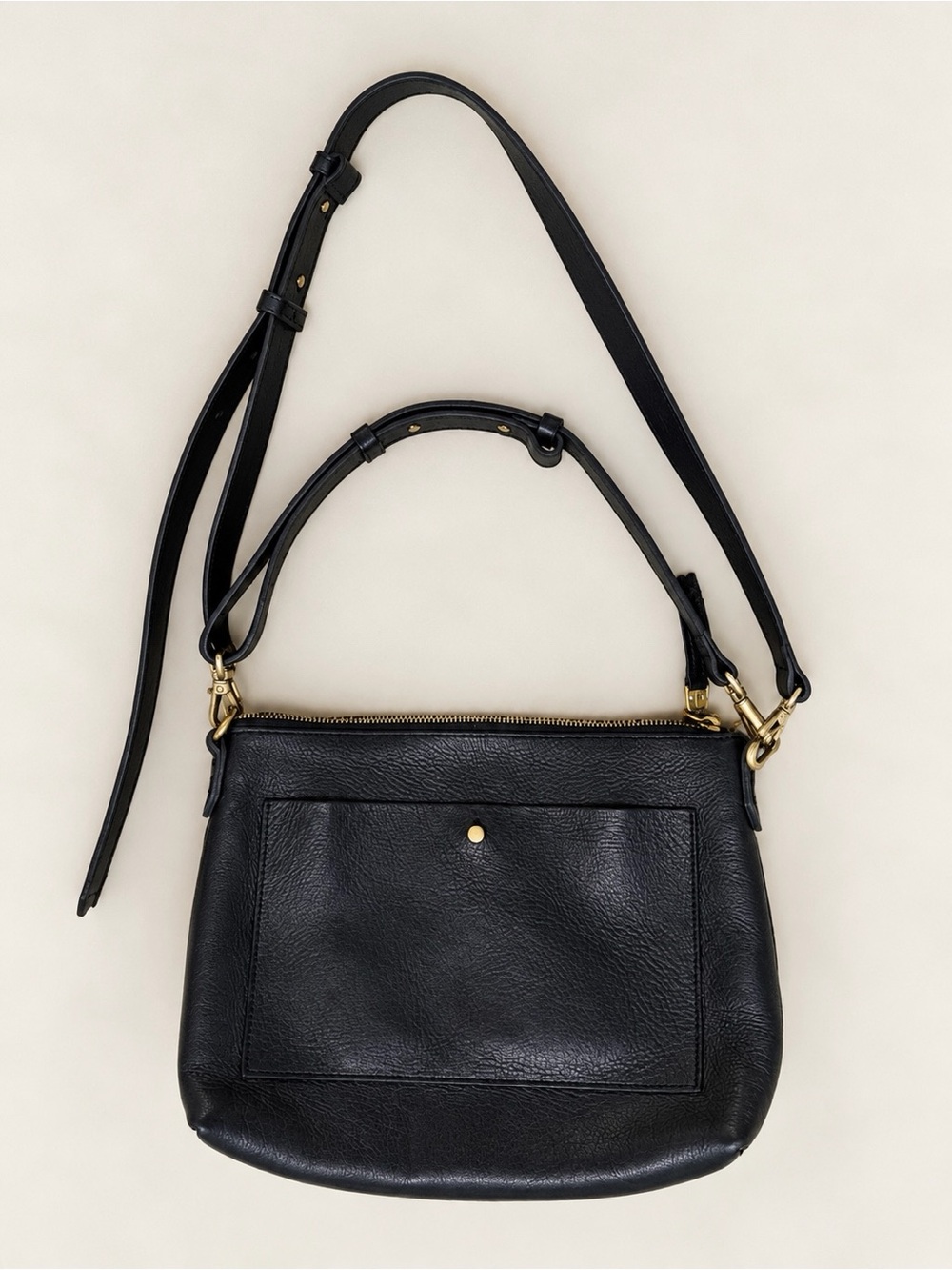 Madewell Black Leather Crossbody Shoulder Bag Gold Hardware